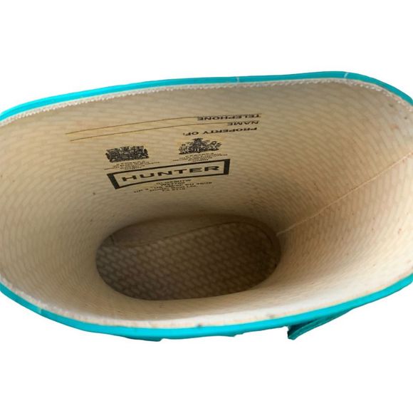 Hunter Womens Rain Boots Blue Round Toe Buckle Platform Heel Pull On 5 M - Picture 6 of 12